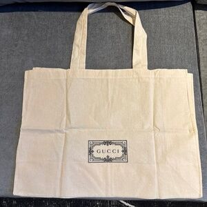 NEW Gucci Reusable Shopping Tote Shoulder Cotton Canvas Dust Bag With Handles